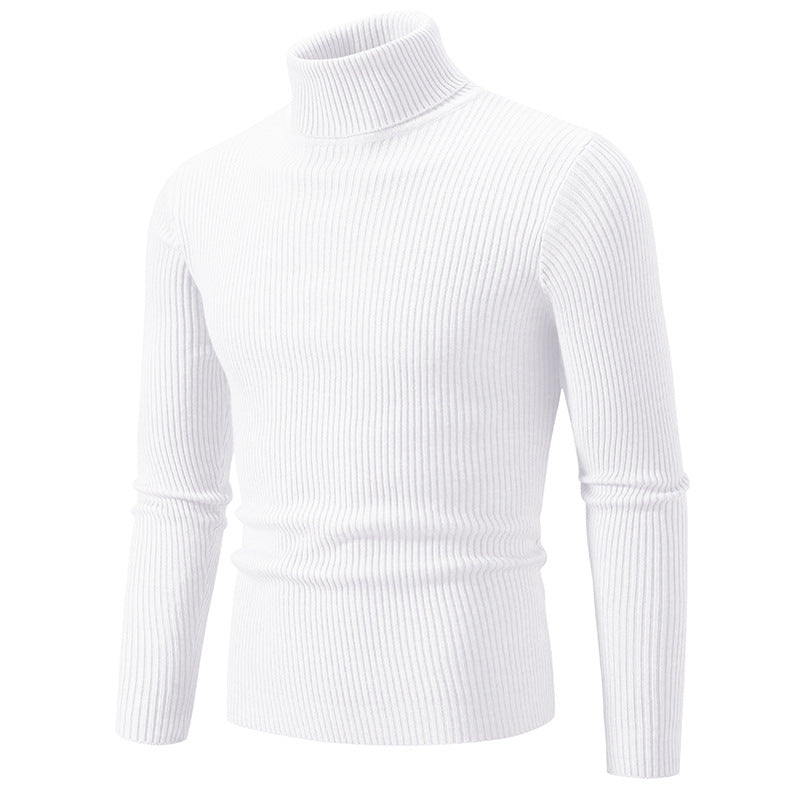 Street-Wave Men's Fine Ribbed Turtleneck Sweater Durable Knit for Warmth on Cool Days