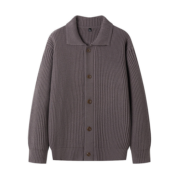 Street-wave Men's Knit Cardigan With Soft Cotton Blend And Sporty Shawl Collar For Everyday Casual Wear