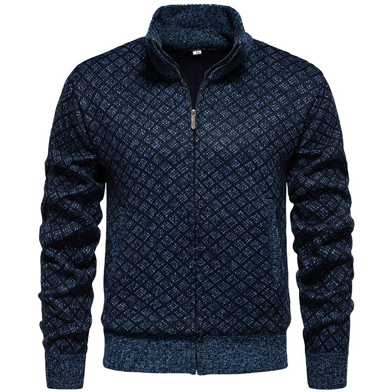 Street-wave Mens Sporty Knit Jacket With Modern Pattern Breathable Warmth For Active Casual Wear