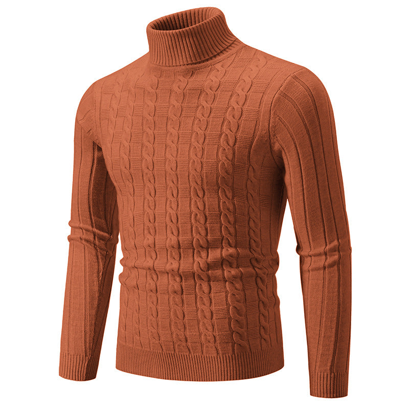 Street Wave Men's Cable Knit Turtleneck Sweater Warm Classic Cable Pattern For Office And Casual