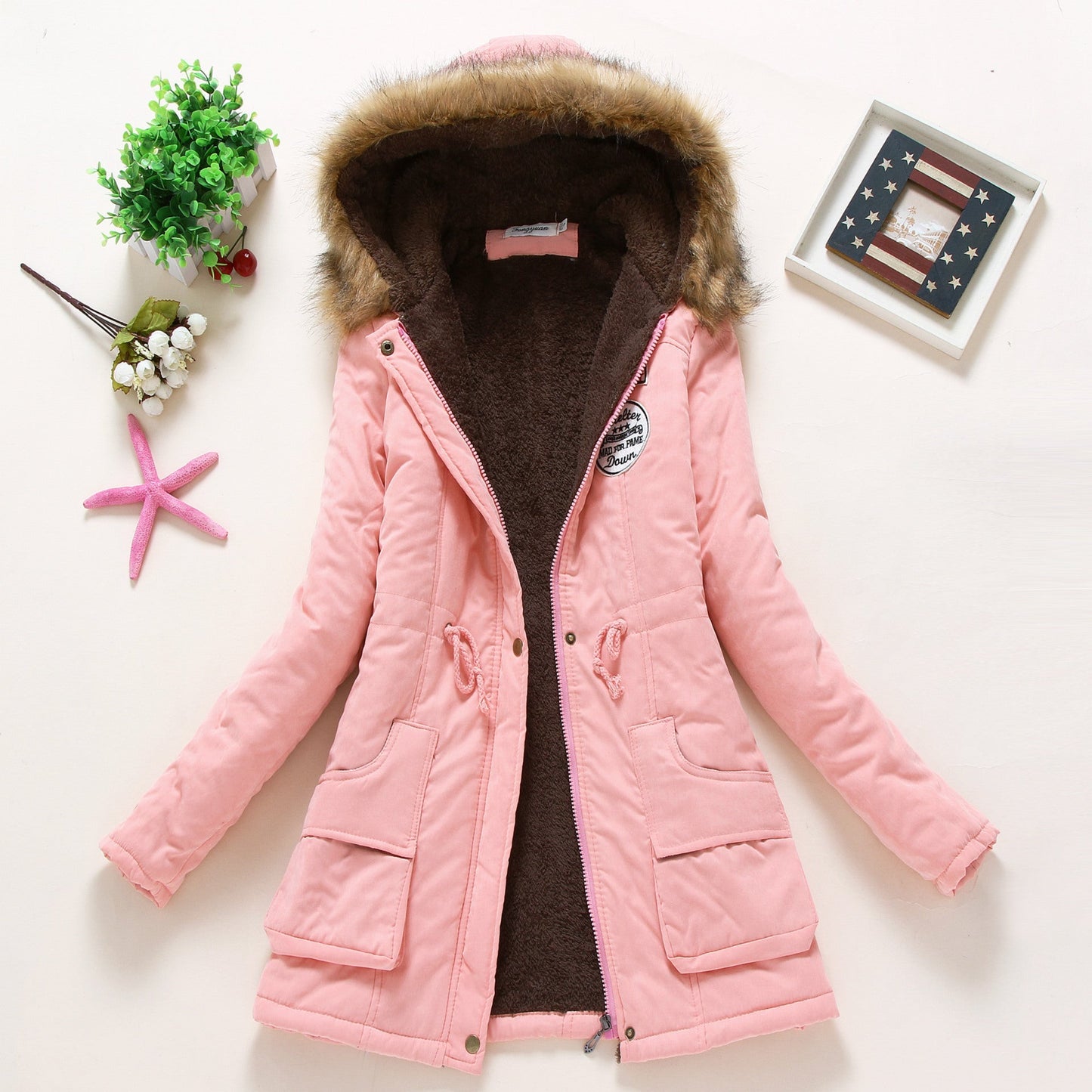Street Wave Womens Quilted Parka With Hood And Faux Fur Lining UltraWarm Insulated Winter Coat For Cold Weather