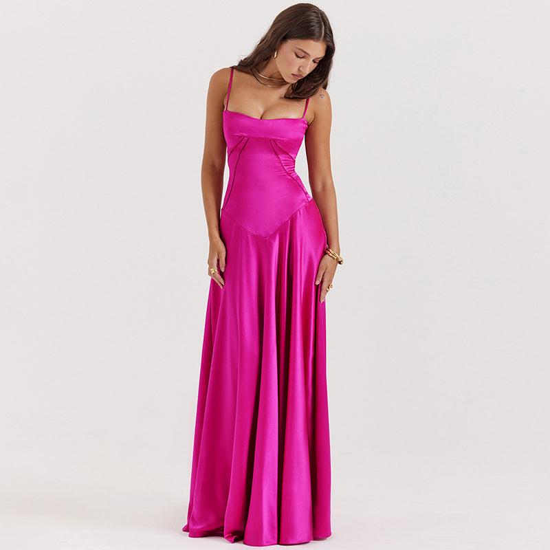 Street-wave Elegant Evening Dress With Tailored Silhouette And Flowing Skirt For Women