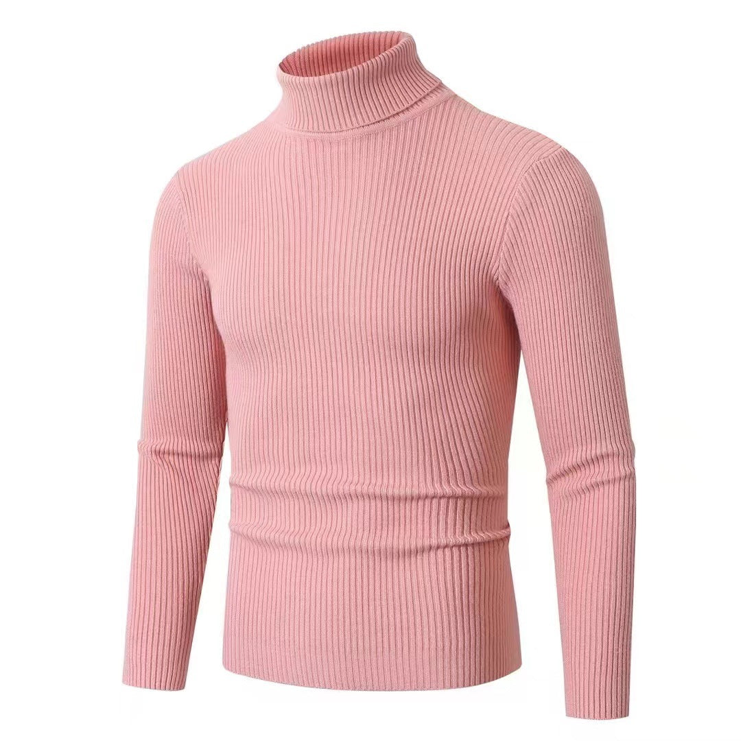 Street-Wave Men's Ribbed Knit Turtleneck Sweater Cozy Warmth Premium Comfort Versatile Wear