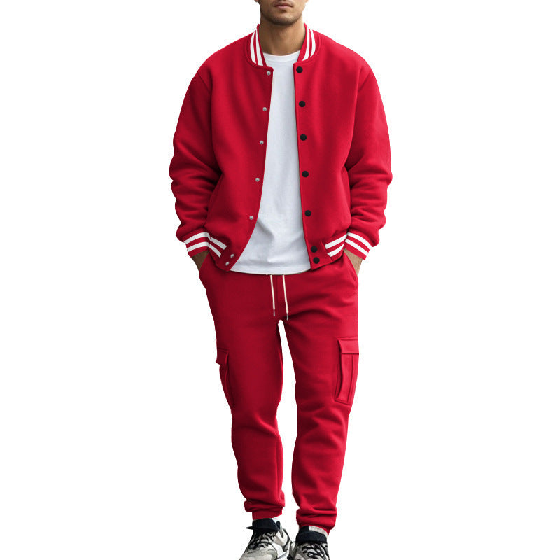 Street-Wave Men's Casual Sports Suit With Practical Pockets And Elastic Waistband For Relaxed Everyday Comfort