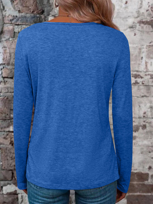 Streetwave Womens Casual Long Sleeve Top With V Neck And Cross Detail For Everyday Wear