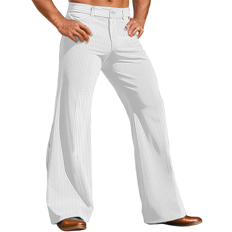 Street-wave Mens Vintage Striped Flared Pants for Stylish Everyday Wear and Casual Sophistication