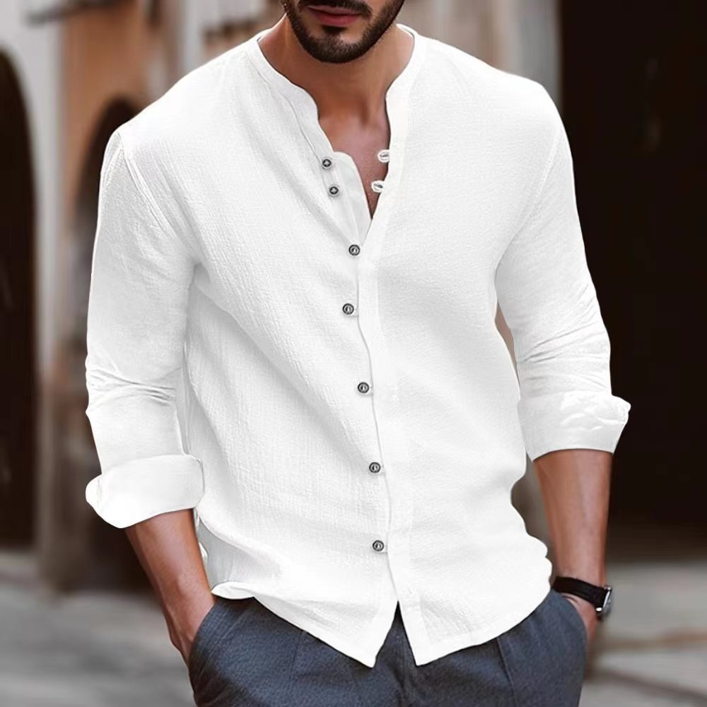 Men's Lightweight Cotton Henley Shirt Street Wave Button Detail For Everyday Stylish Men And Casual Outfits