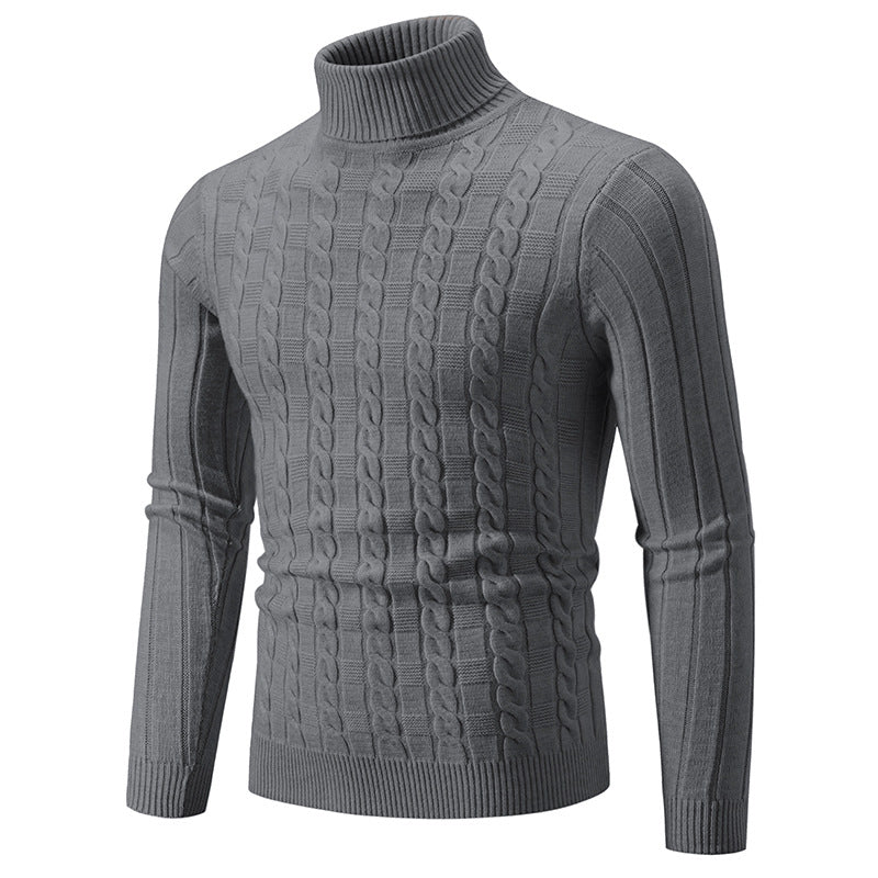 Street Wave Men's Cable Knit Turtleneck Sweater Warm Classic Cable Pattern For Office And Casual