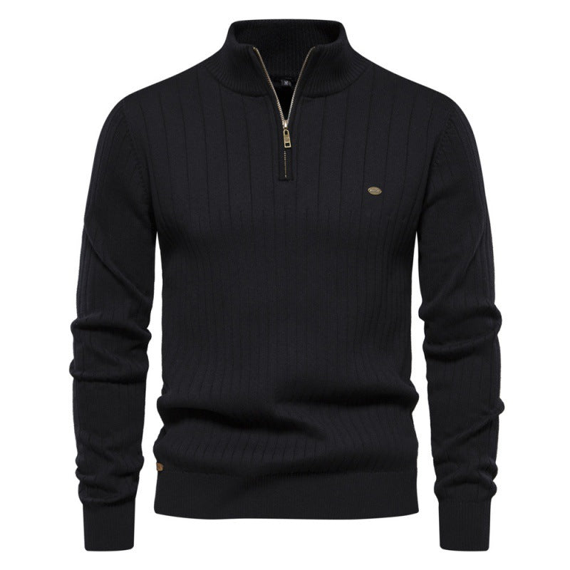 Street-wave Men's Half Zip Ribbed Knit Pullover for Casual and Formal Wear All Season Comfort