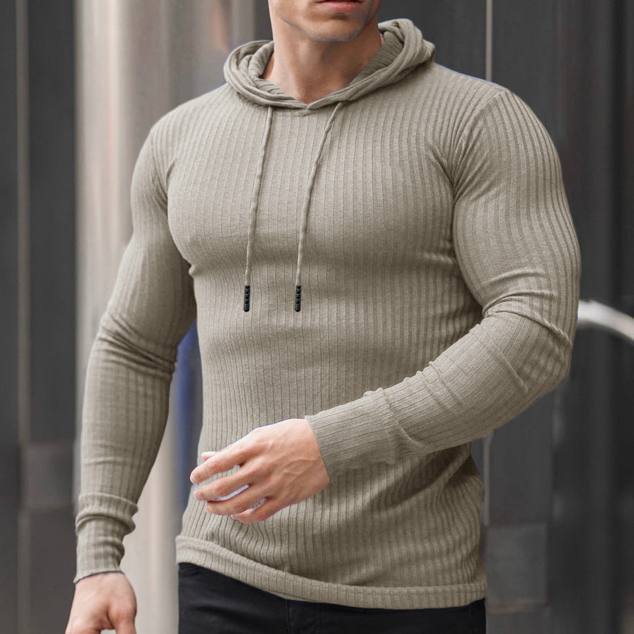 Mens Hoodie With Rib Knit Design Streetwave For Men Cozy Breathable Cotton Blend Everyday Wear