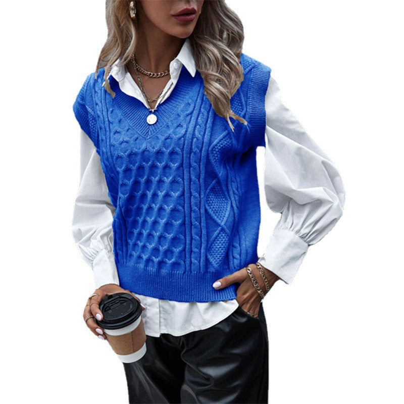 Street-wave Women's Cable Knit V-Neck Sweater, Elegant Cozy Pullover For All Occasions