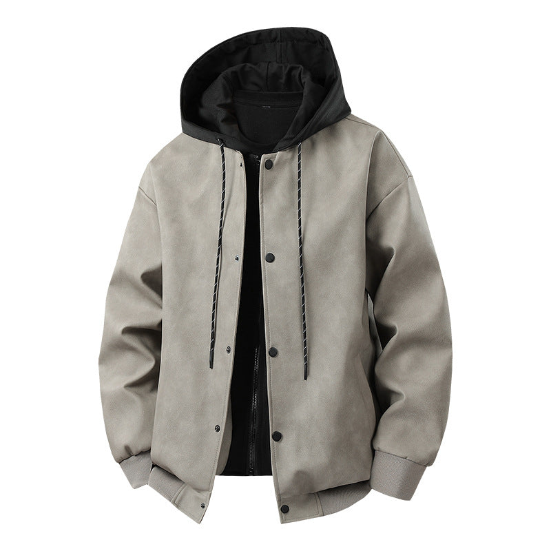 Men's Transitional Jacket With Detachable Hood By Street-wave Sporty Accent Style For Everyday Wear