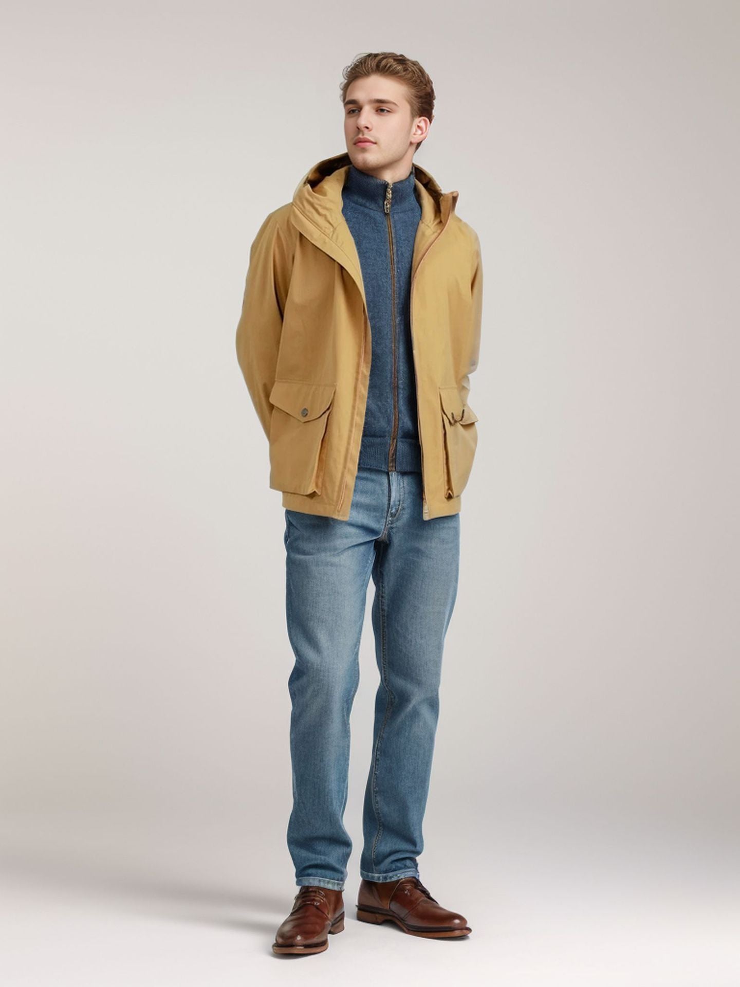 Street-wave Men's Functional Transitional Jacket With Removable Hood For Urban Comfort