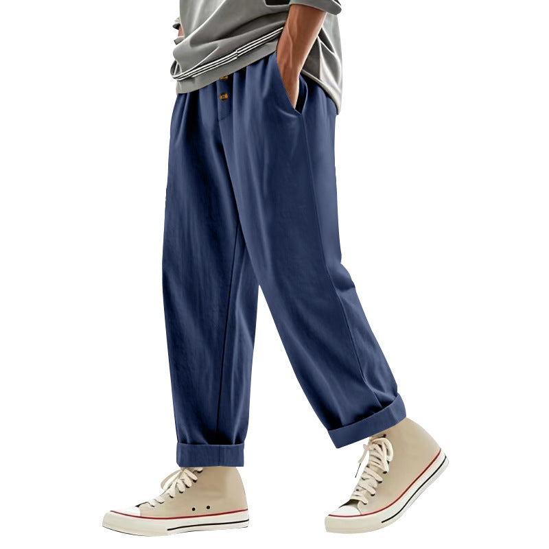 Men's Casual Pants Deep Pockets Elastic Waist Street Wave