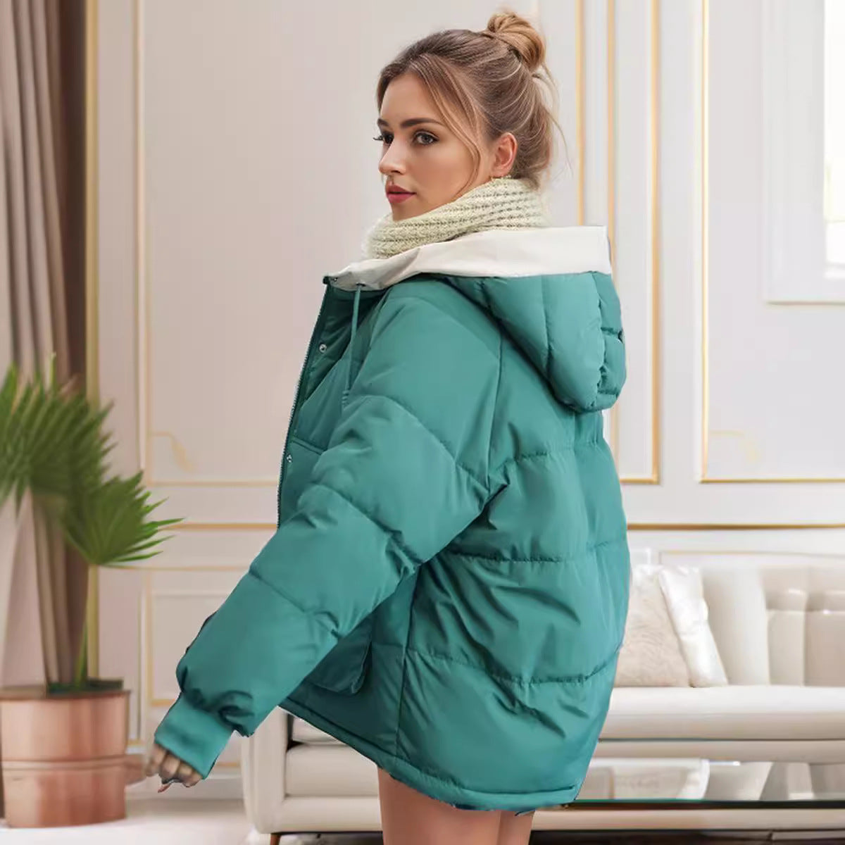 Streetwave Women's Puffer Jacket With Detachable Hood For Cozy All Season Comfort