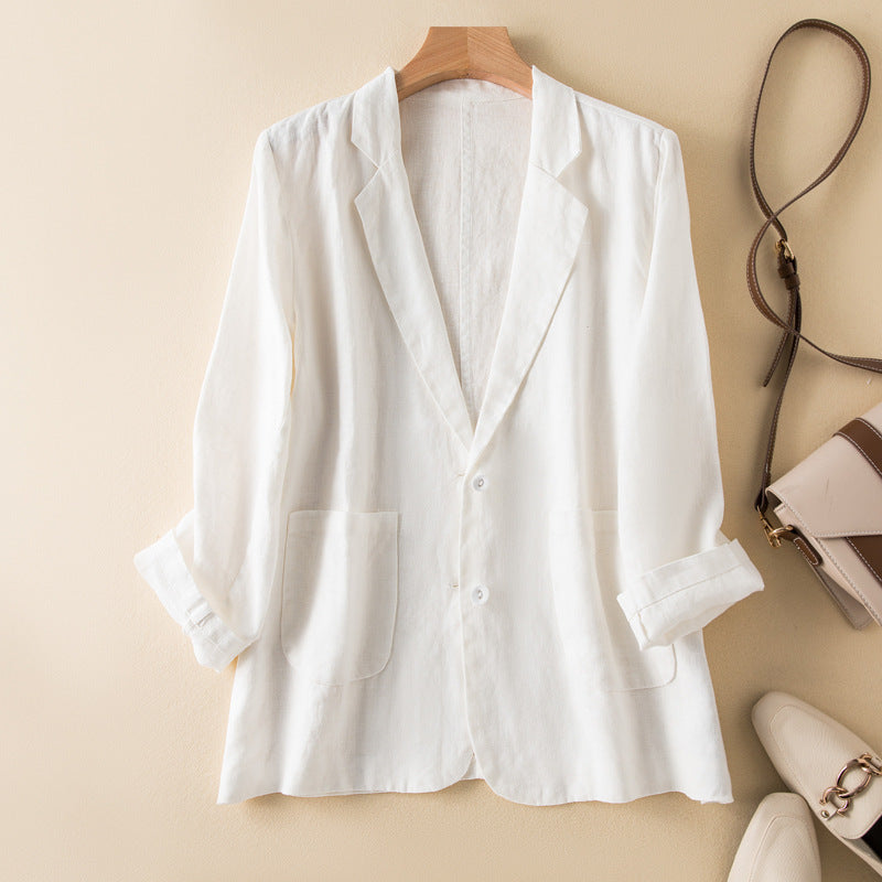 Women's Jacket – Relaxed Fit – Natural Fibers – Long Sleeved with Buttoned Front