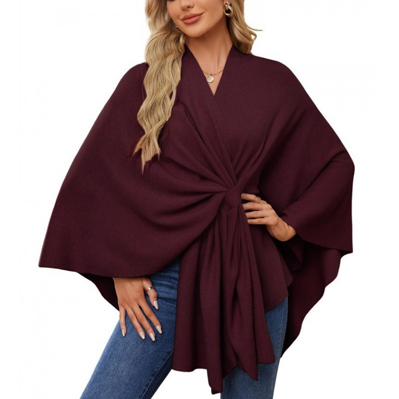 Streetwave Wrap Coat With Knot Tie Front Elegant Draped Silhouette For Stylish Women