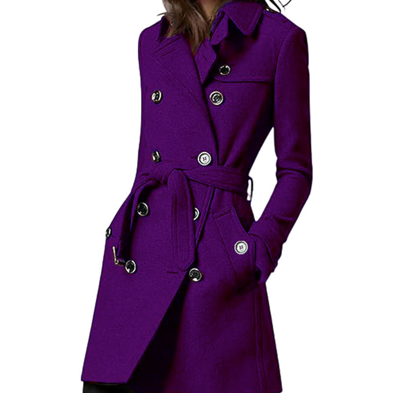 Streetwave Womens Hooded Belted Coat With Double Button Placket For Transitional Weather