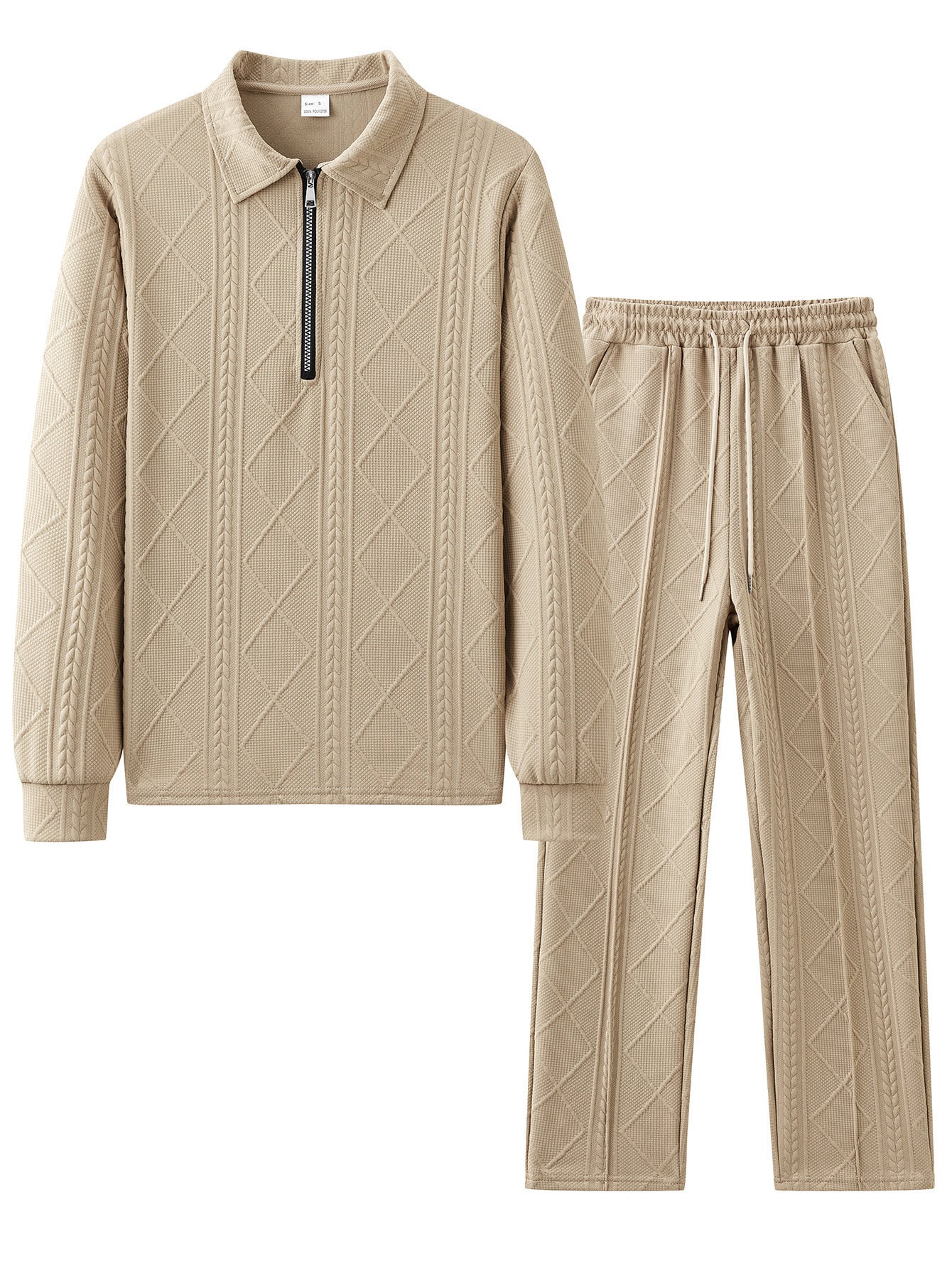Street-wave Mens Quilted Zip Front Leisure Tracksuit With Ribbed Texture For Men Comfort And Style
