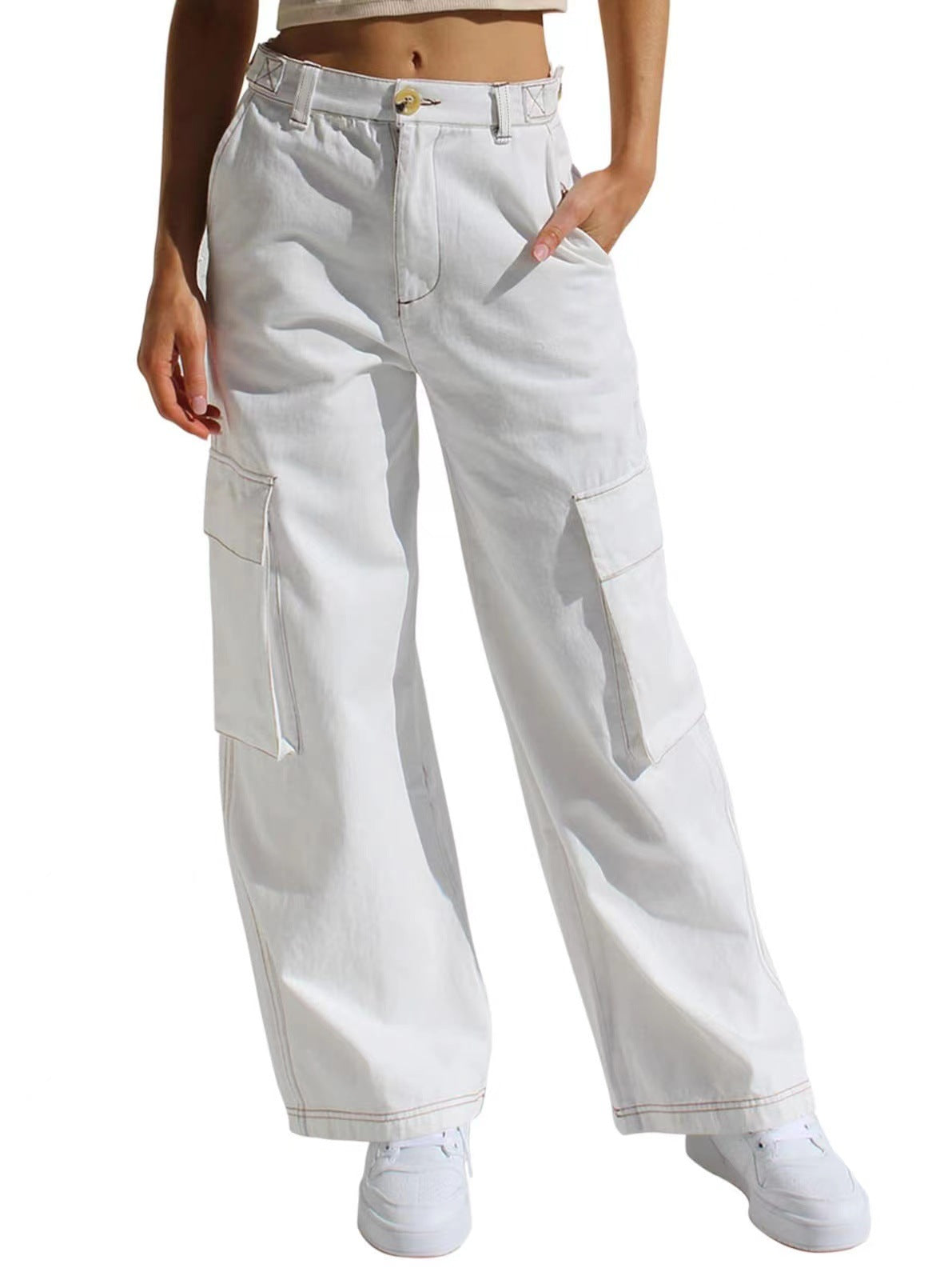 Street-Wave Women Cargo Pants Versatile Utility Trousers With Large Cargo Pockets