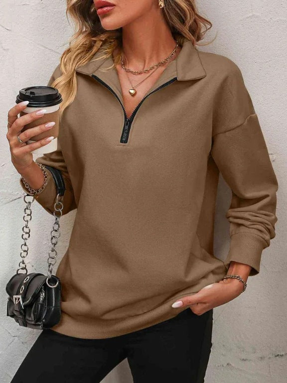 Womens Half Zip Sweatshirt Street-wave Cozy Breathable Everyday Comfort Ideal for Casual Wear