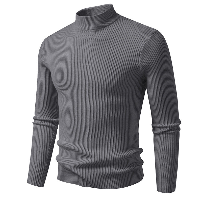Streetwave Mens Stretch Wool Turtleneck Ribbed Sweater for Cozy Warmth and Style