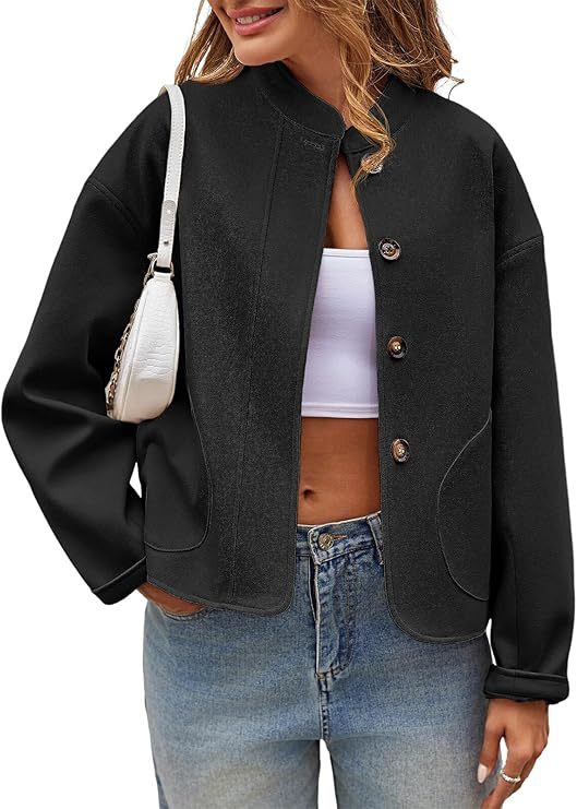 Streetwave Womens Oversized Button Front Jacket With Side Pockets For Stylish Versatile Everyday Style