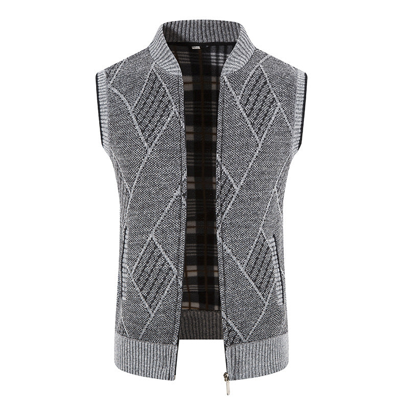 Street-Wave Men's Knit Vest With Diamond Pattern For Fashion-Forward Men Versatile Layering