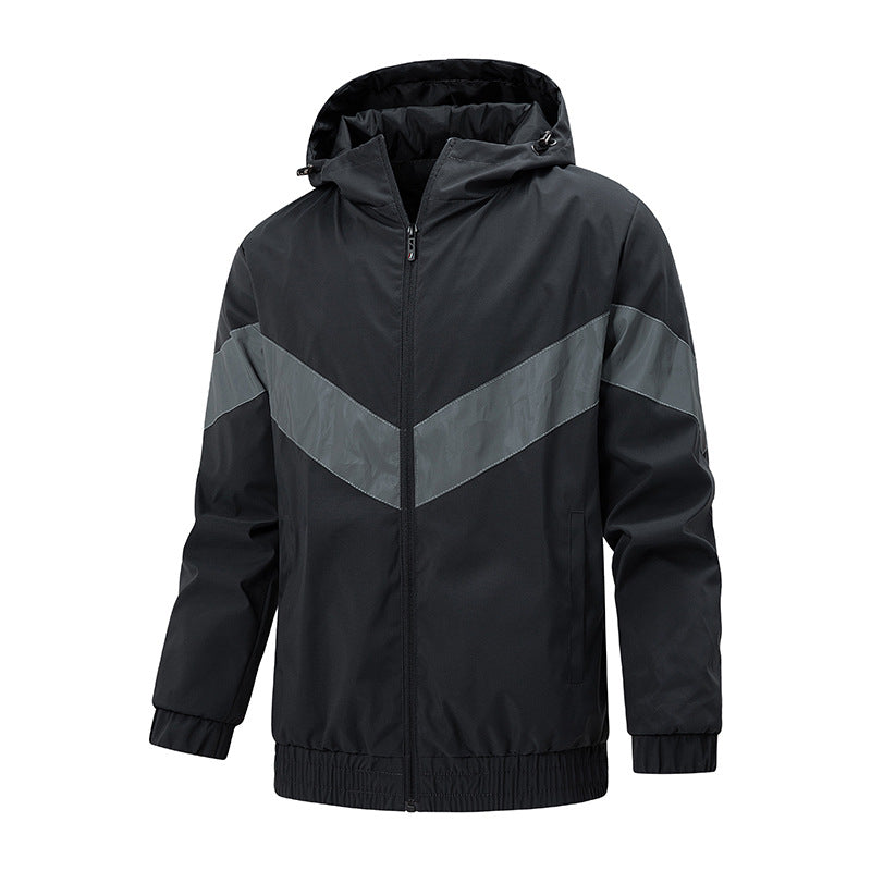Street-wave Mens Sporty Leisure Jacket With Hood Lightweight Windbreaker For Active Men