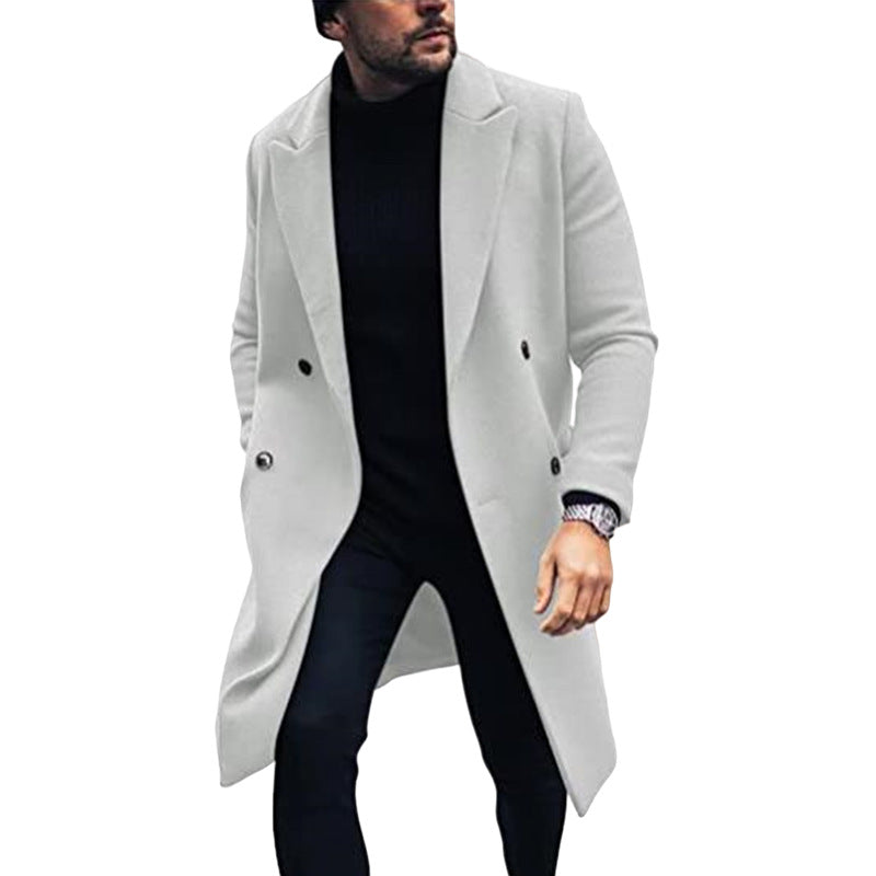 Men's Modern Long Coat With Double Breasted Closure Street Wave For Fashionable Men Sleek Premium Style