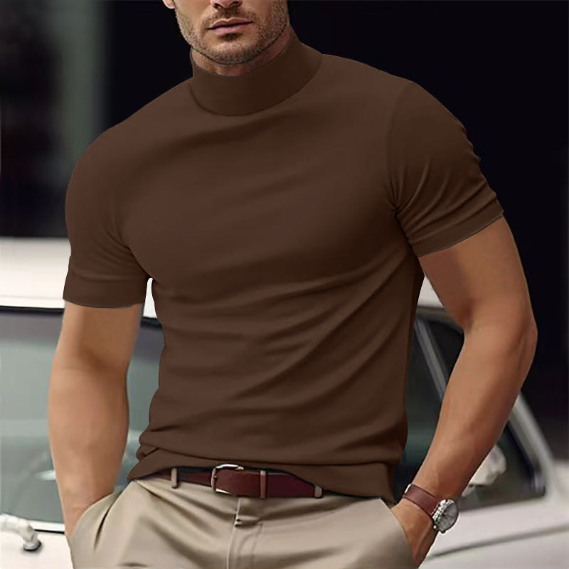 Street-Wave Mens Short Sleeve Turtleneck Tshirt Breathable Cotton Comfort For Everyday Casual Wear
