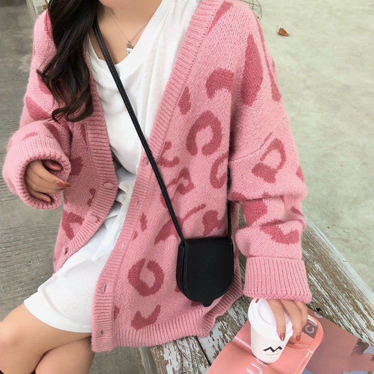 Streetwave Leopard Print Cozy Cardigan For Women Knit Sweater With Comfortable Fit