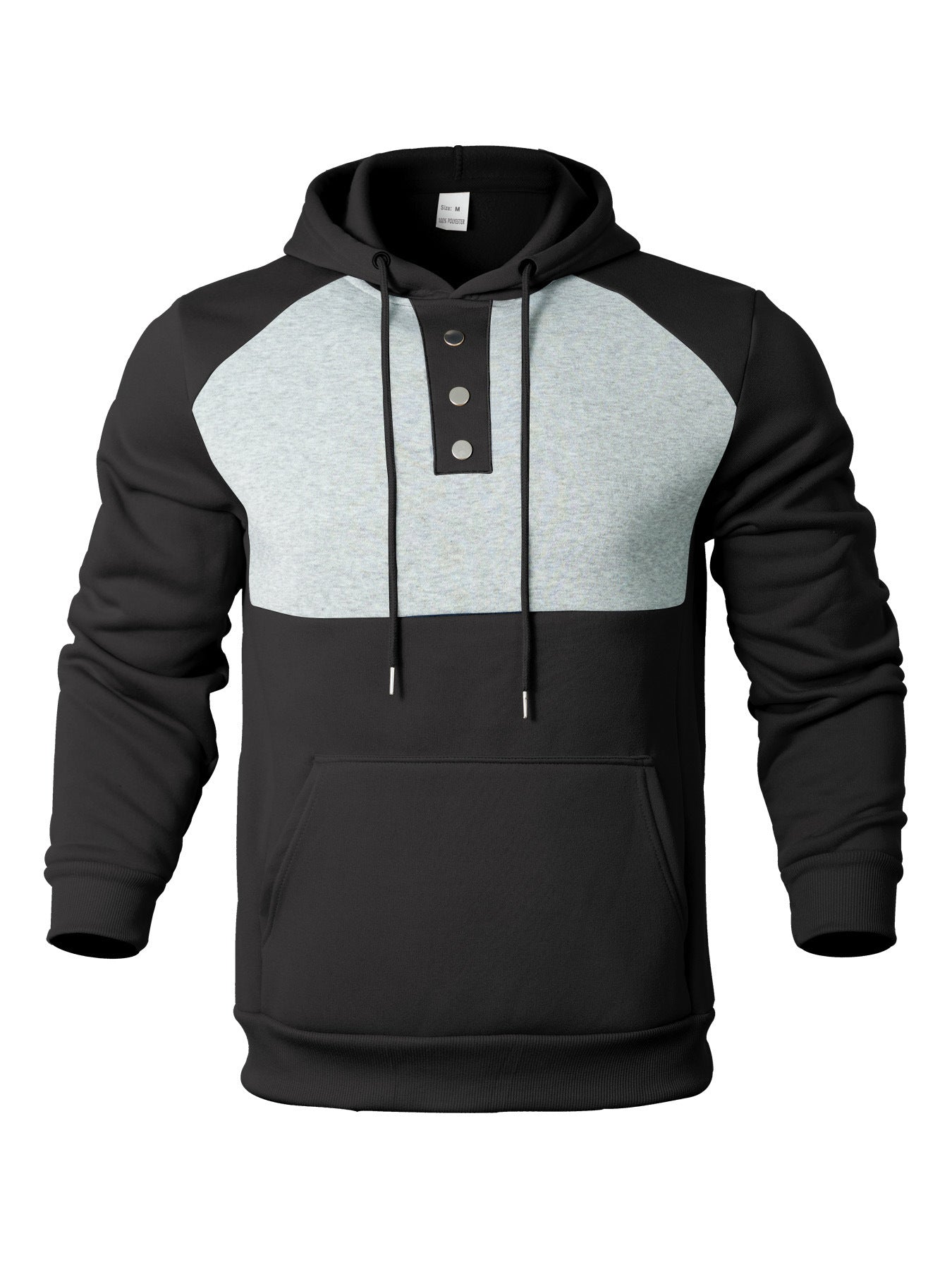 Street Wave Mens Button Front Hoodie With Contrast Panels For Everyday Comfort And Style
