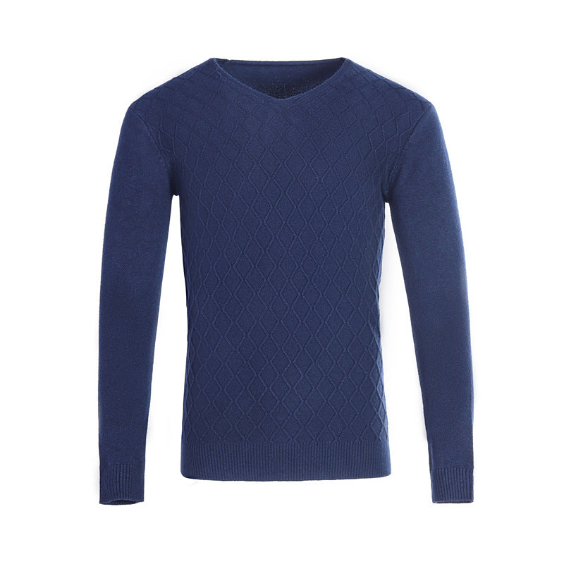 V-Neck Sweater With Textured Diamond Knit By Street-Wave For Men Premium Comfort And Style