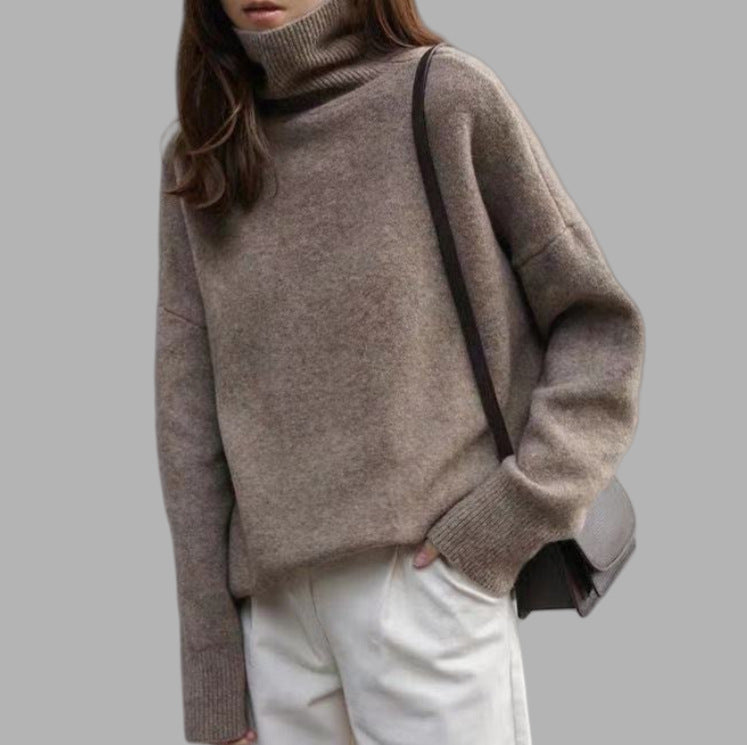 Street-wave Women's Cozy Turtleneck Sweater With Breathable Cotton And Relaxed Fit