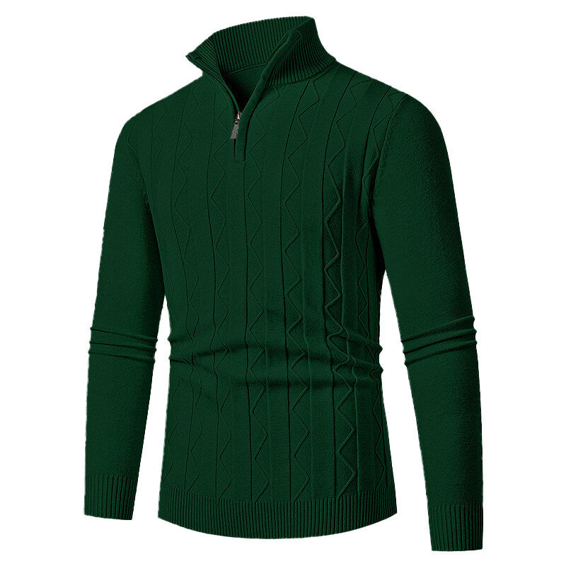 Men's Cable Knit Sweater With Zipper By Street Wave For Modern Casual Wear And Cold Days