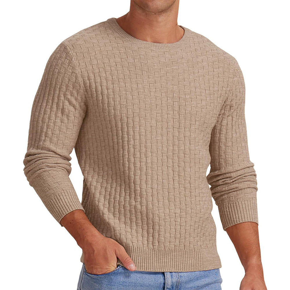 Streetwave Men Textured Crew Neck Sweatshirt Structured Knit For Modern Comfort Everyday