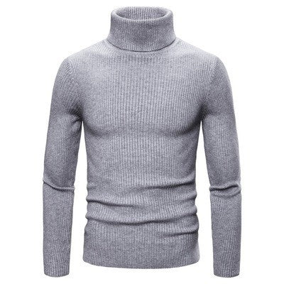 Streetwave Men's Ribbed Knit Turtleneck Sweater, Slim Fit, High Collar, Cozy Warmth