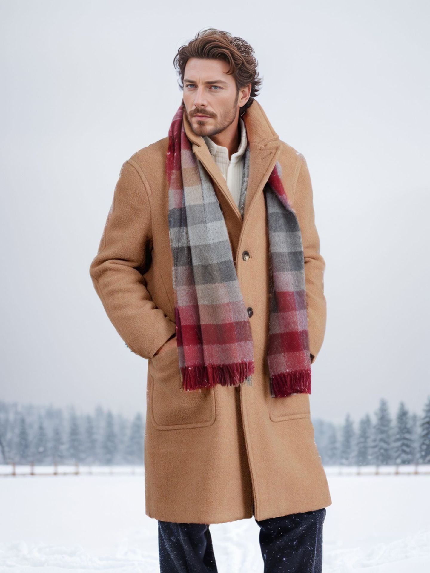 Streetwave Mens Wool Coat Double Breasted With Practical Pockets Timeless Warmth For Men