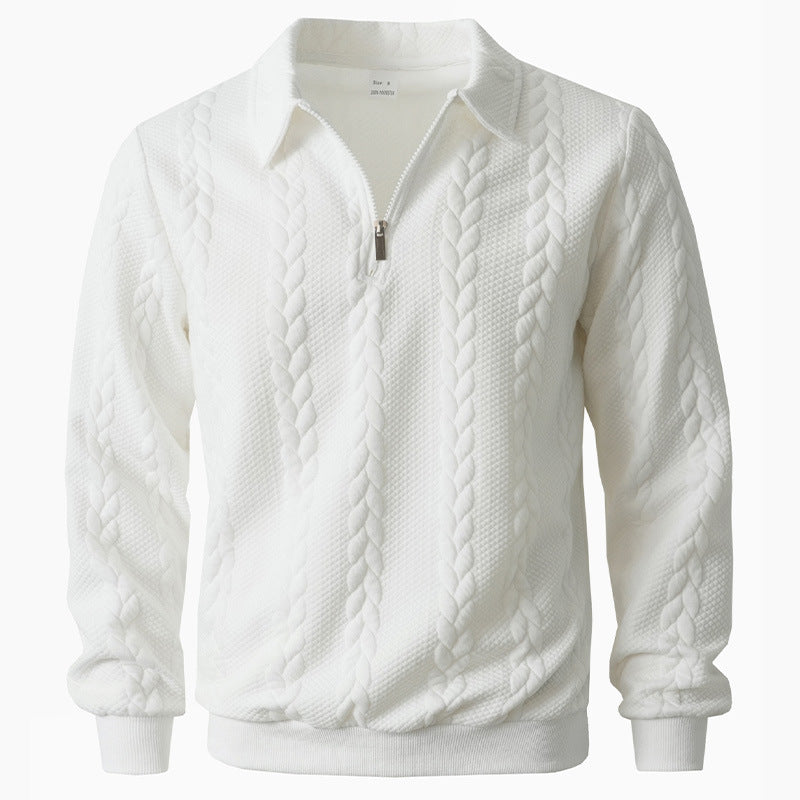 Street-wave Men Elegant Cable Knit Zip Sweater With Soft Warmth For Cold Days Everyday Wear