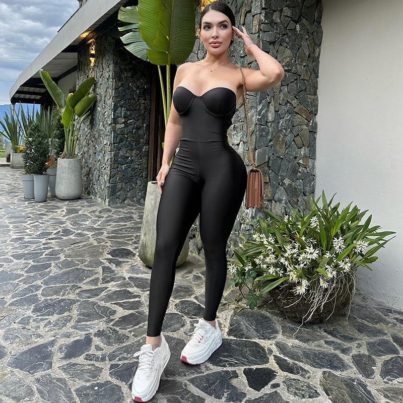 Street-wave Bustier Jumpsuit For Women, Bodycon Fit, Flattering Silhouette For Evening Or Casual