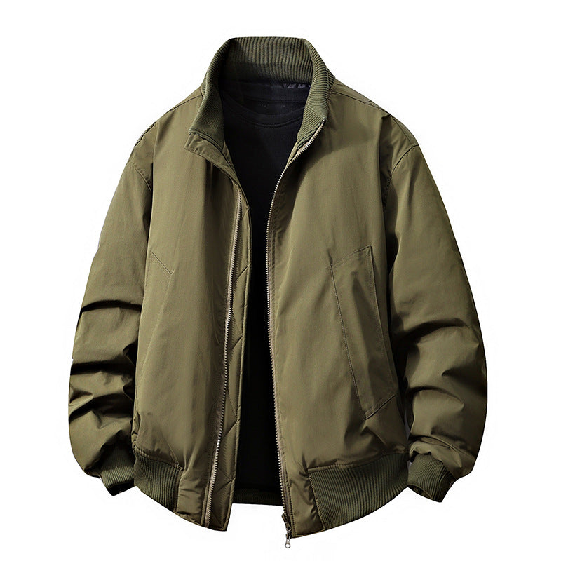Street-Wave Mens All-Season Transitional Jacket With High Collar Windproof Shell And Practical Pockets