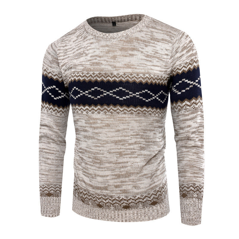Street-wave Mens Knit Sweater With Modern Geometric Pattern Cozy Warmth For Men Everyday