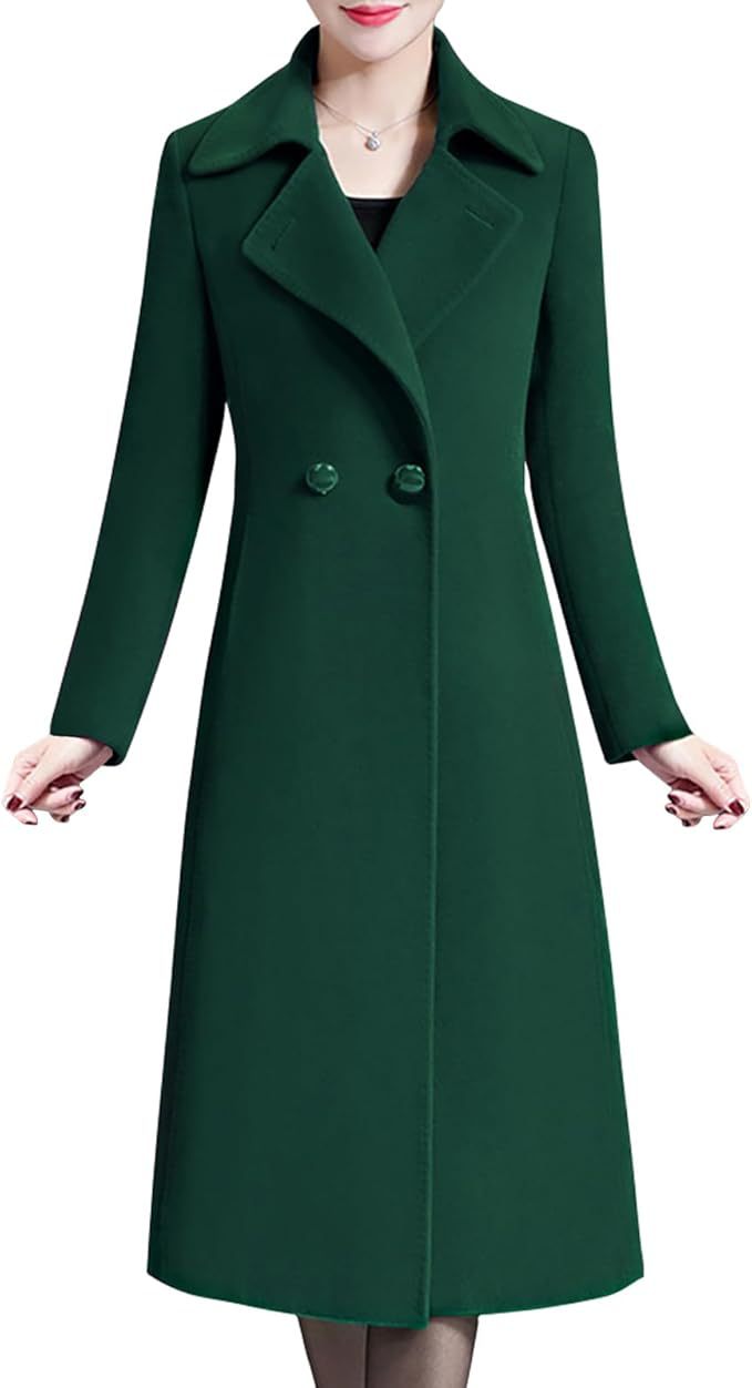 Street Wave Elegant Long Coat For Women Chic Office Ready Outerwear Navy Blue Luxury