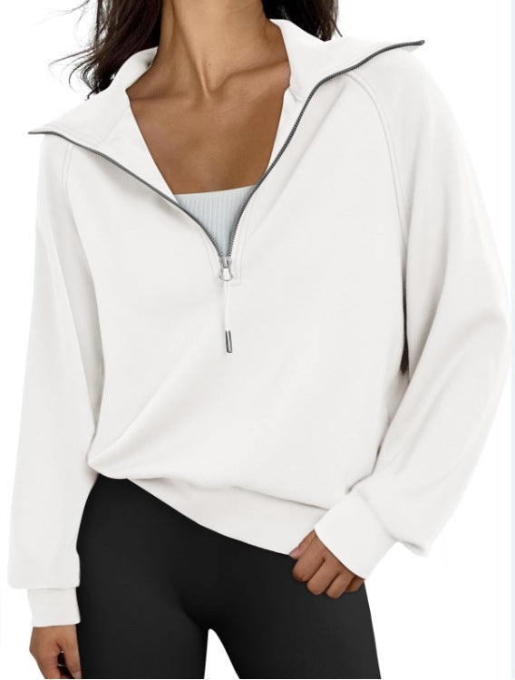Street-wave Womens High Collar Zip Sweatshirt Cozy Versatile Casual Pullover For Everyday Wear