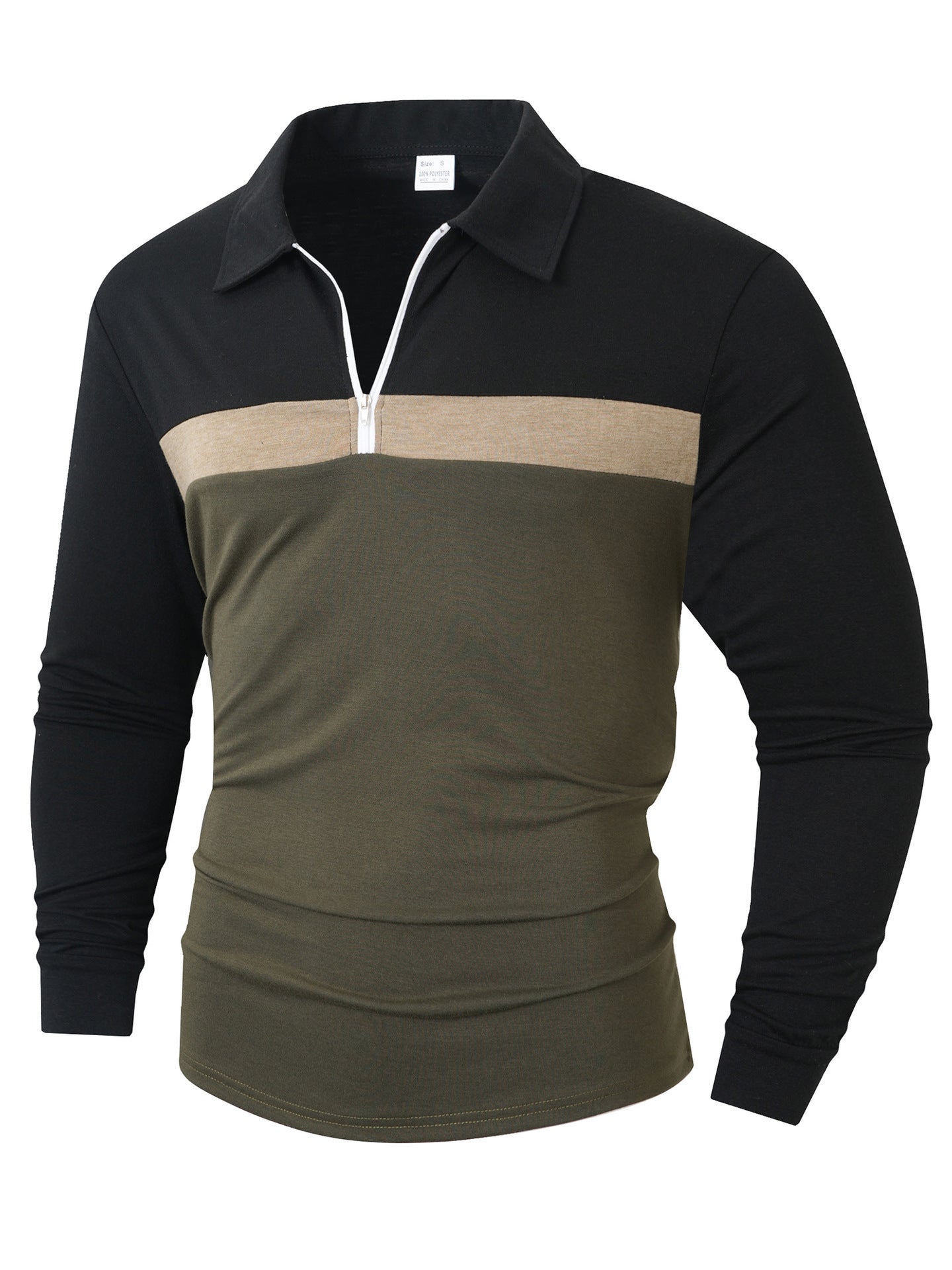 Mens Sporty Zip Long Sleeve Shirt Street-wave Breathable Moisture-Wicking Athletic Top for Active Men