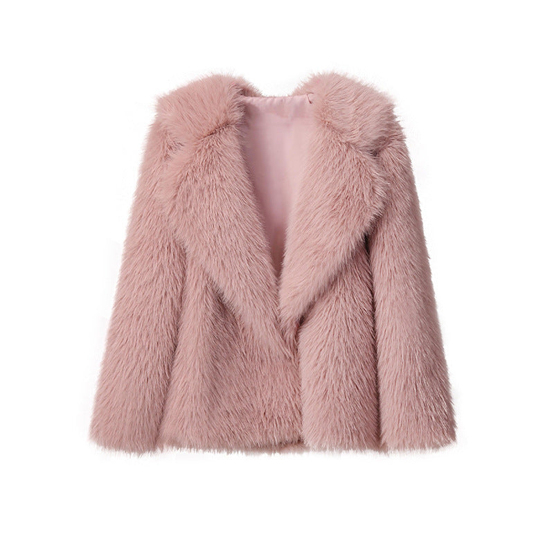 Street Wave Faux Fur Coat For Women With Soft Collar And Trendy Silhouette Luxurious Warmth
