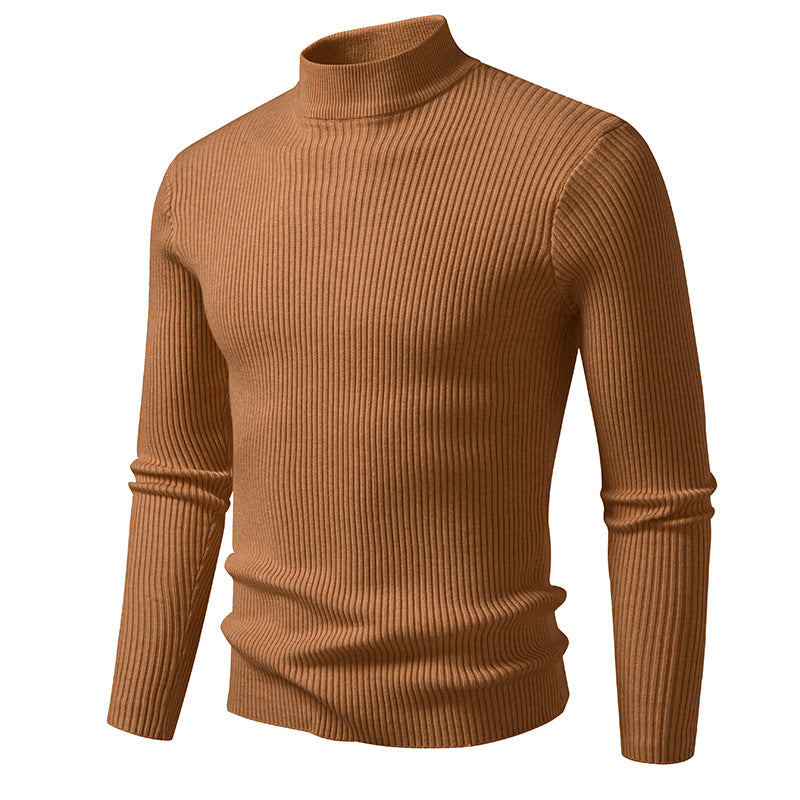 Streetwave Mens Stretch Wool Turtleneck Ribbed Sweater for Cozy Warmth and Style