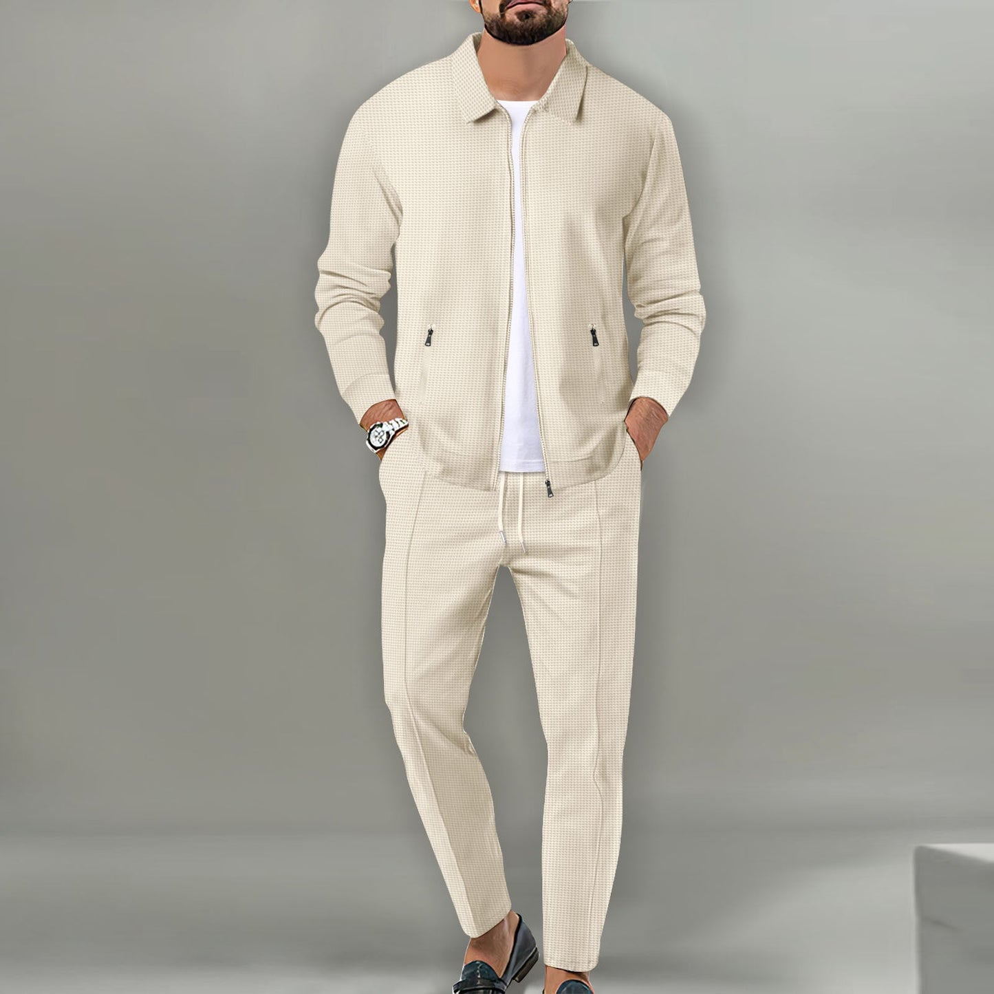 Men's Sport Tracksuit Set Street-wave With Elegant Jacket And Pants For Casual Comfort
