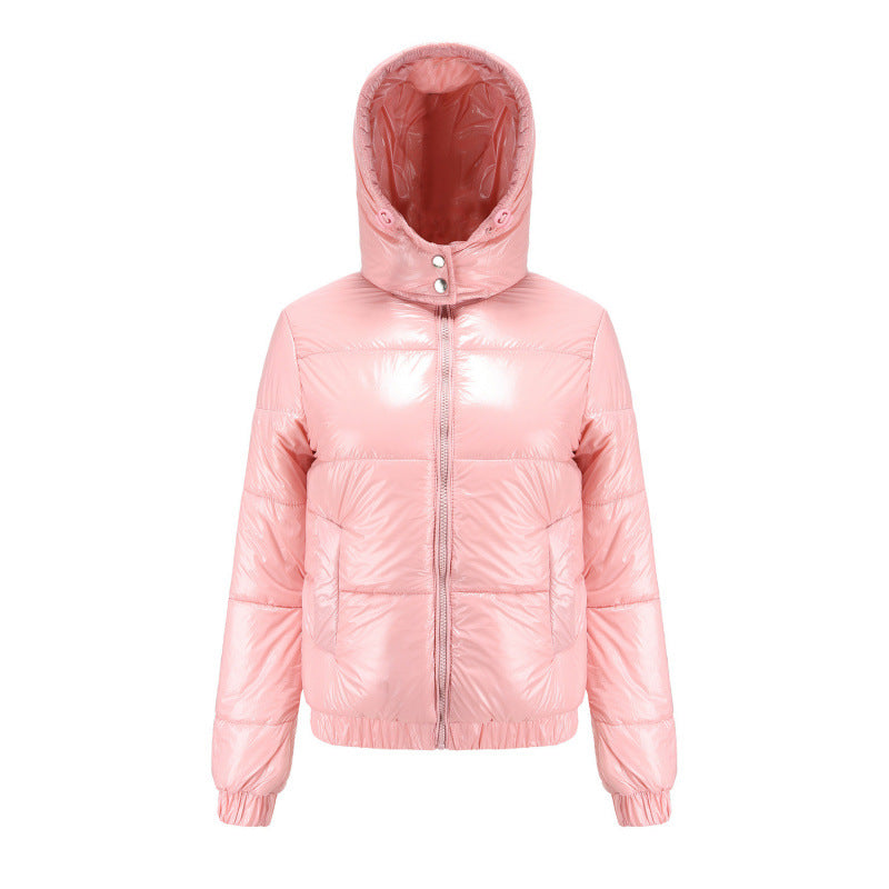 Street Wave Women Shiny Puffer Jacket Warm Yellow Winter Coat For Fashion Forward Ladies